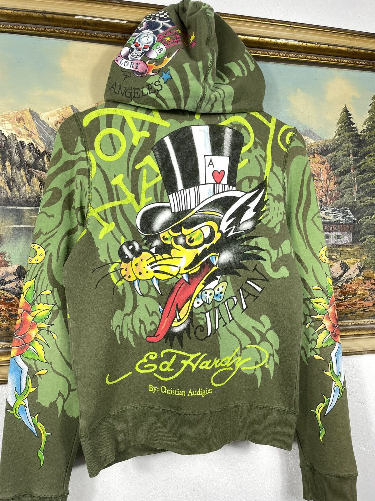 Christian Audigier Ed Hardy Retro 00s Hoodie With Crystals Affliction Grunge Size S / US 4 / IT 40 - 9 Thumbnail