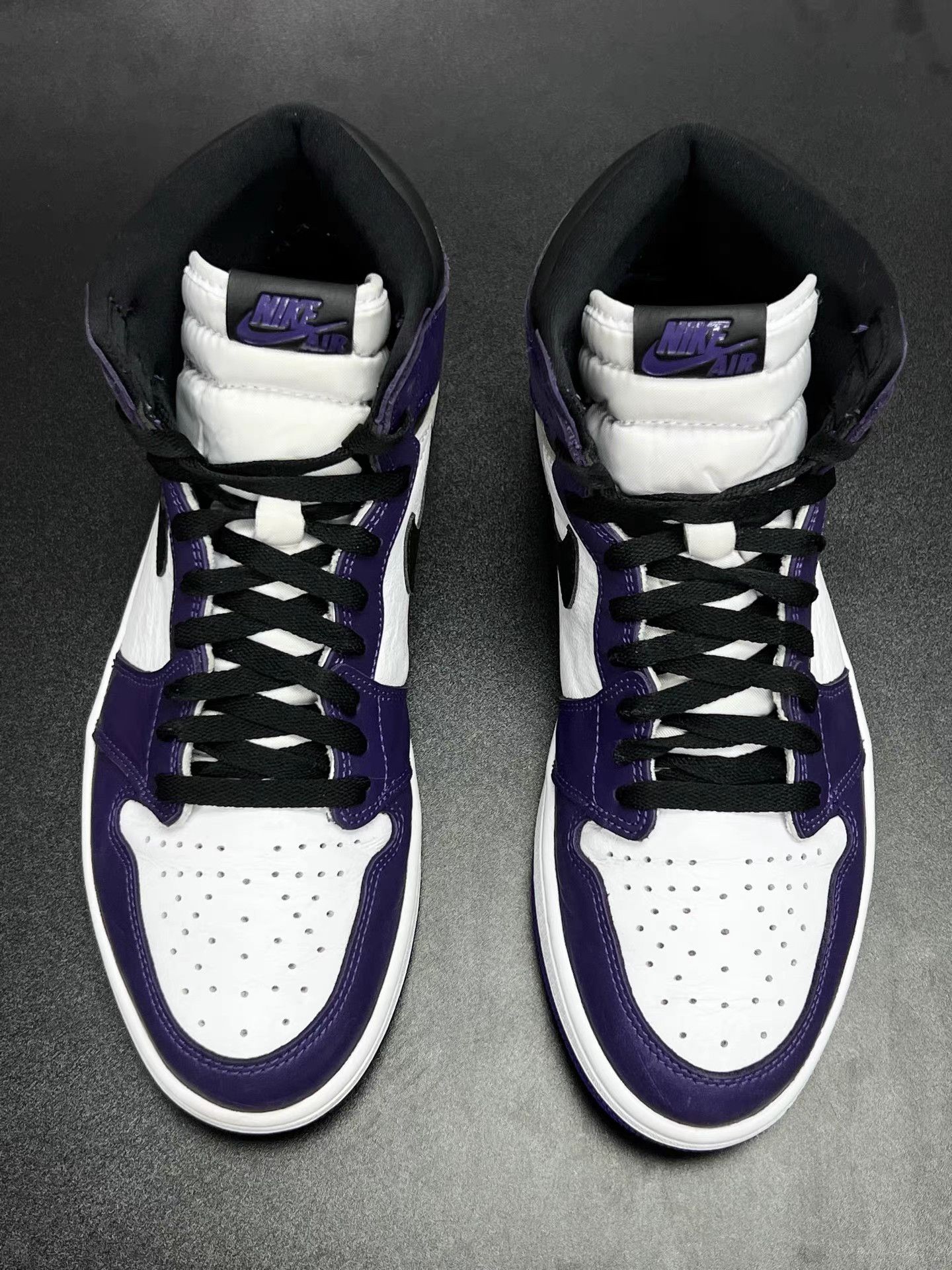 Jordan Brand Air Jordan 1 High White Purple Toe Basketball Shoes K15 Size US 11.5 / EU 44-45 - 3 Thumbnail