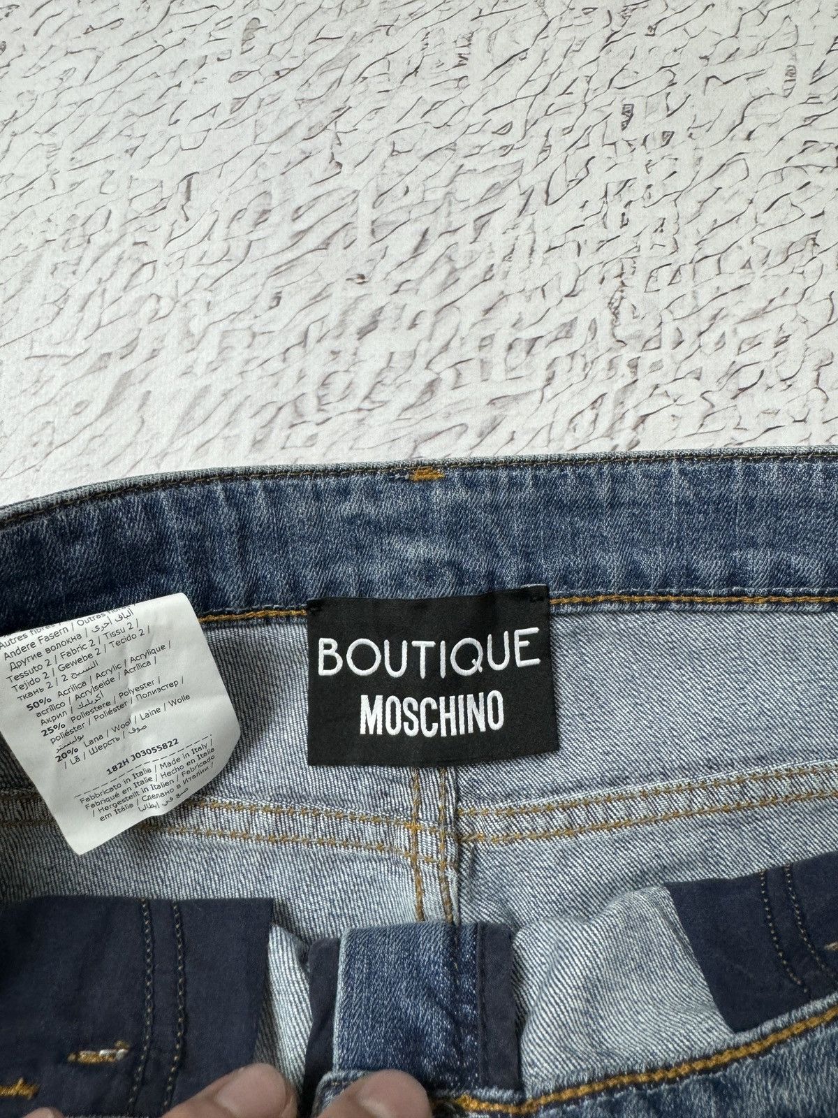 Boutique Moschino × Moschino Boutique Moschino blue distressed embroidery diamond jeans Size 30" / US 8 / IT 44 - 11 Thumbnail
