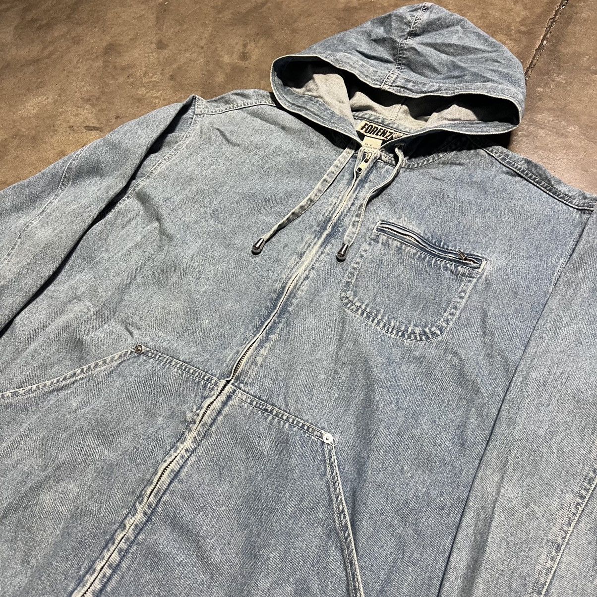 Vintage Vintage 90s Denim Chore Jacket Parka Overcoat Trench Faded Size US L / EU 52-54 / 3 - 4 Thumbnail