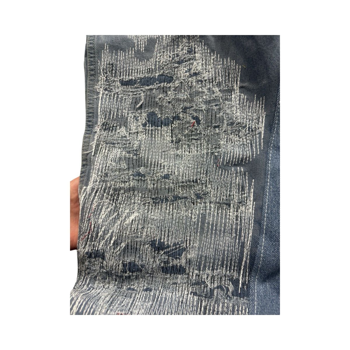 Japanese Brand Baggy Sashiko Skull Denim Midnight Wash 36x28 Size US 36 / EU 52 - 4 Thumbnail