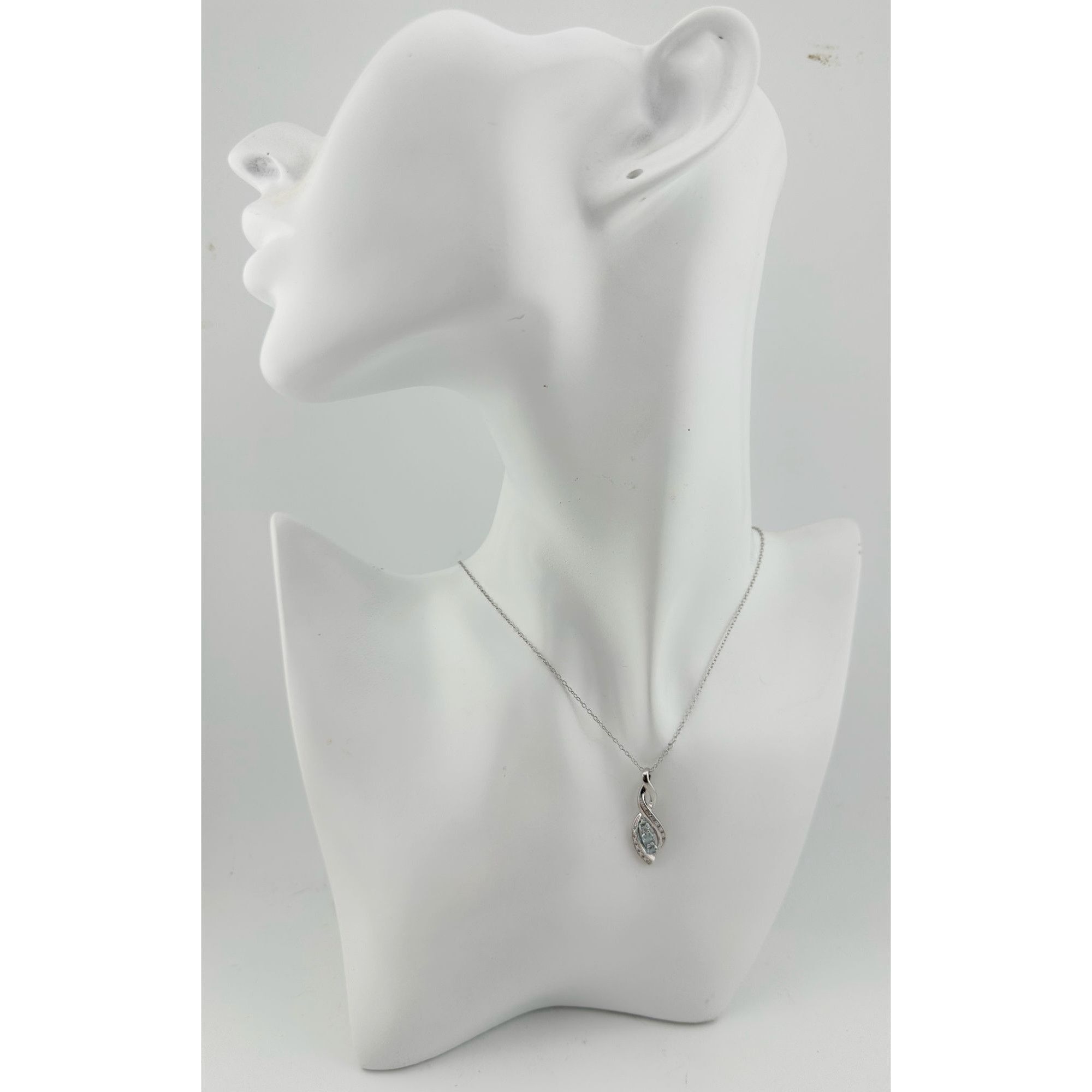 Other Blue Topaz Swirling Ribbon Necklace with Diamond Accent Size ONE SIZE - 4 Thumbnail