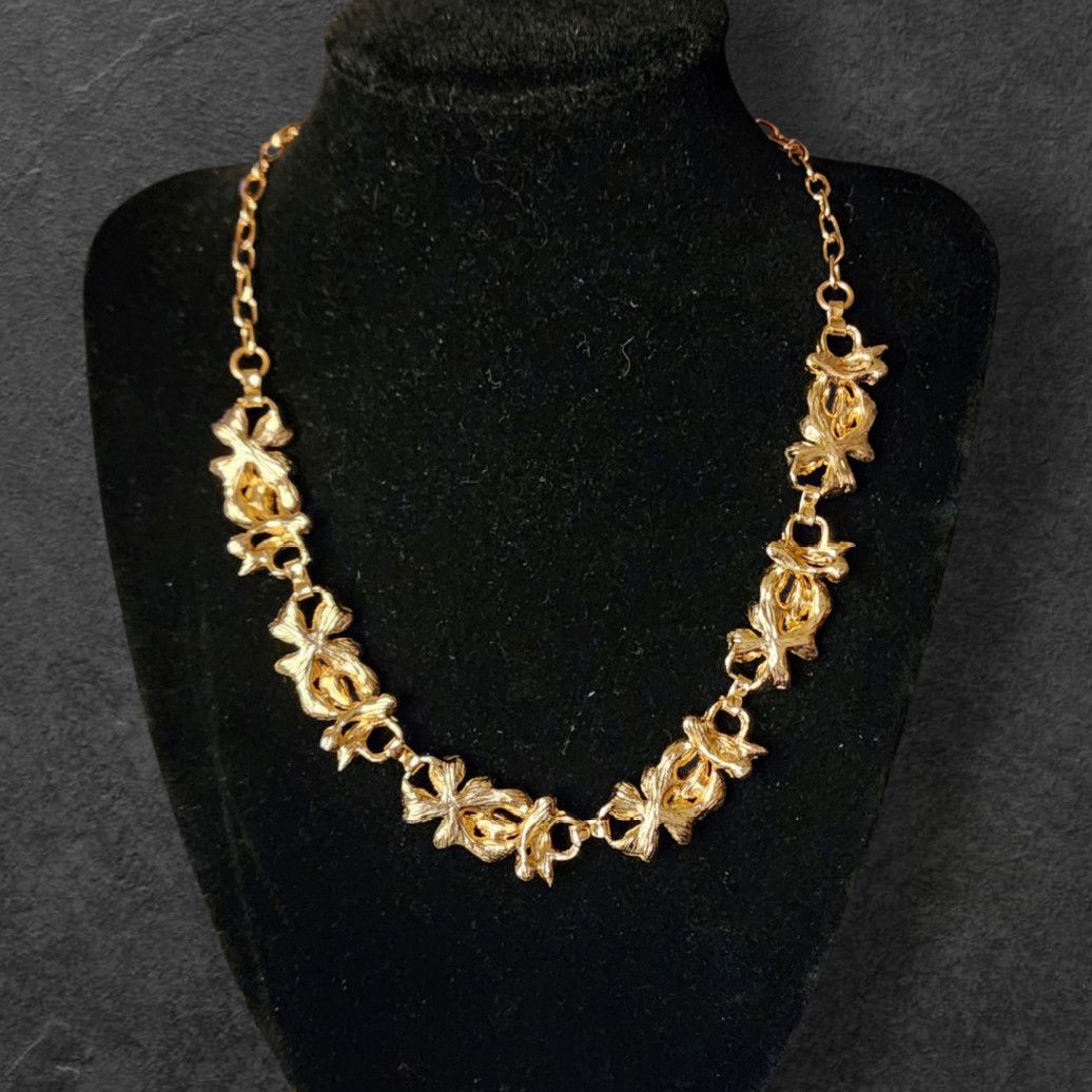 Other Vintage red rhinestones goldtone floral & leaf necklace Size ONE SIZE - 4 Thumbnail