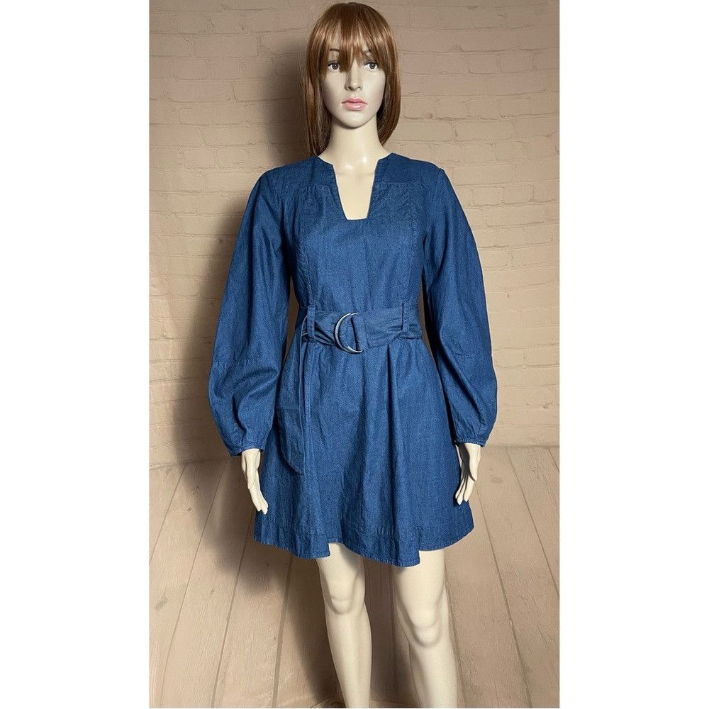 Free People NWT New $148 Free People Karmen Denim Puff Sleeve Dress Siz Size S / US 4 / IT 40 - 3 Thumbnail