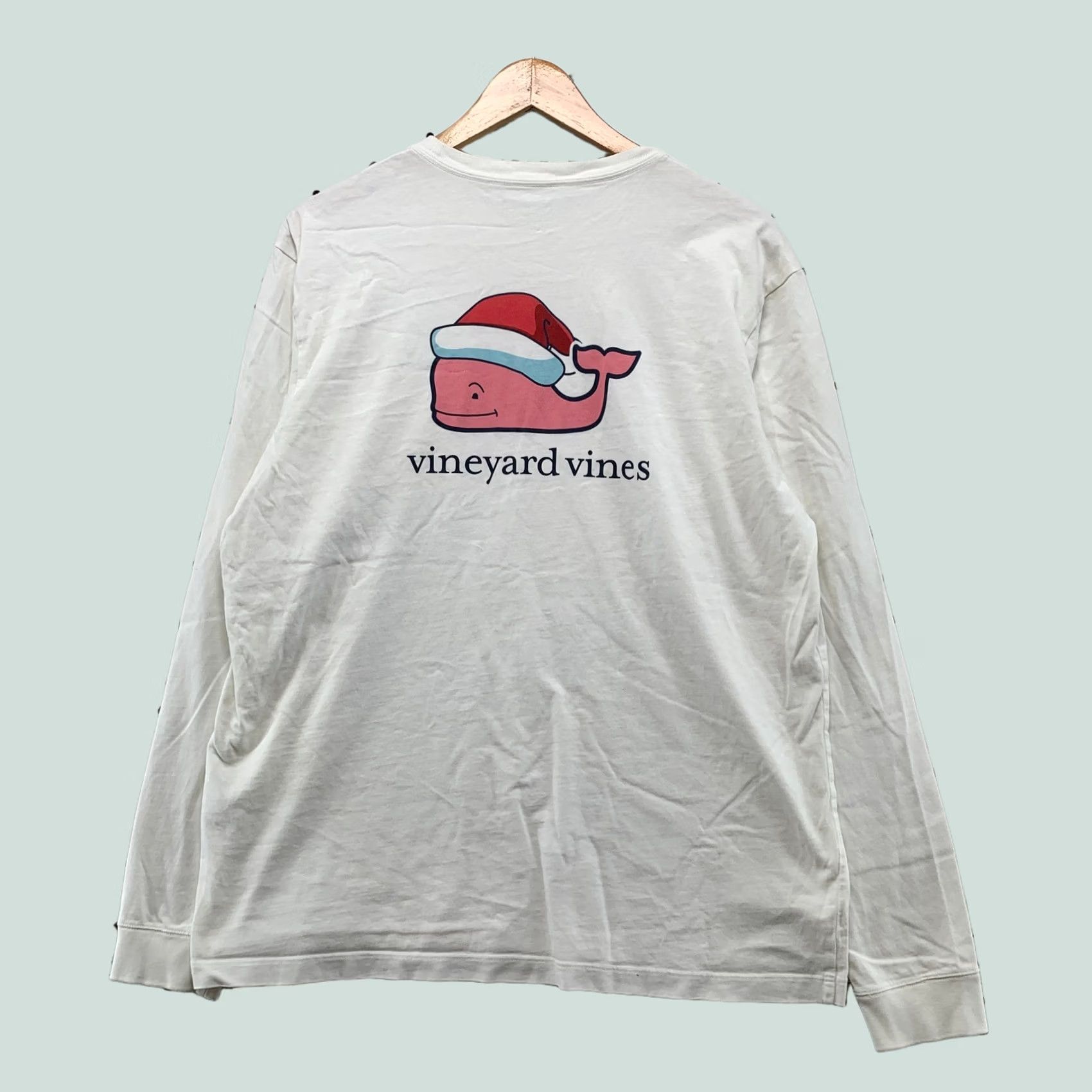 Vineyard Vines Vineyard Vines Shirt Men M White Christmas Santa Whale Long Sleeve Pocket Graphic Print Holiday Size US M / EU 48-50 / 2 - 1 Thumbnail