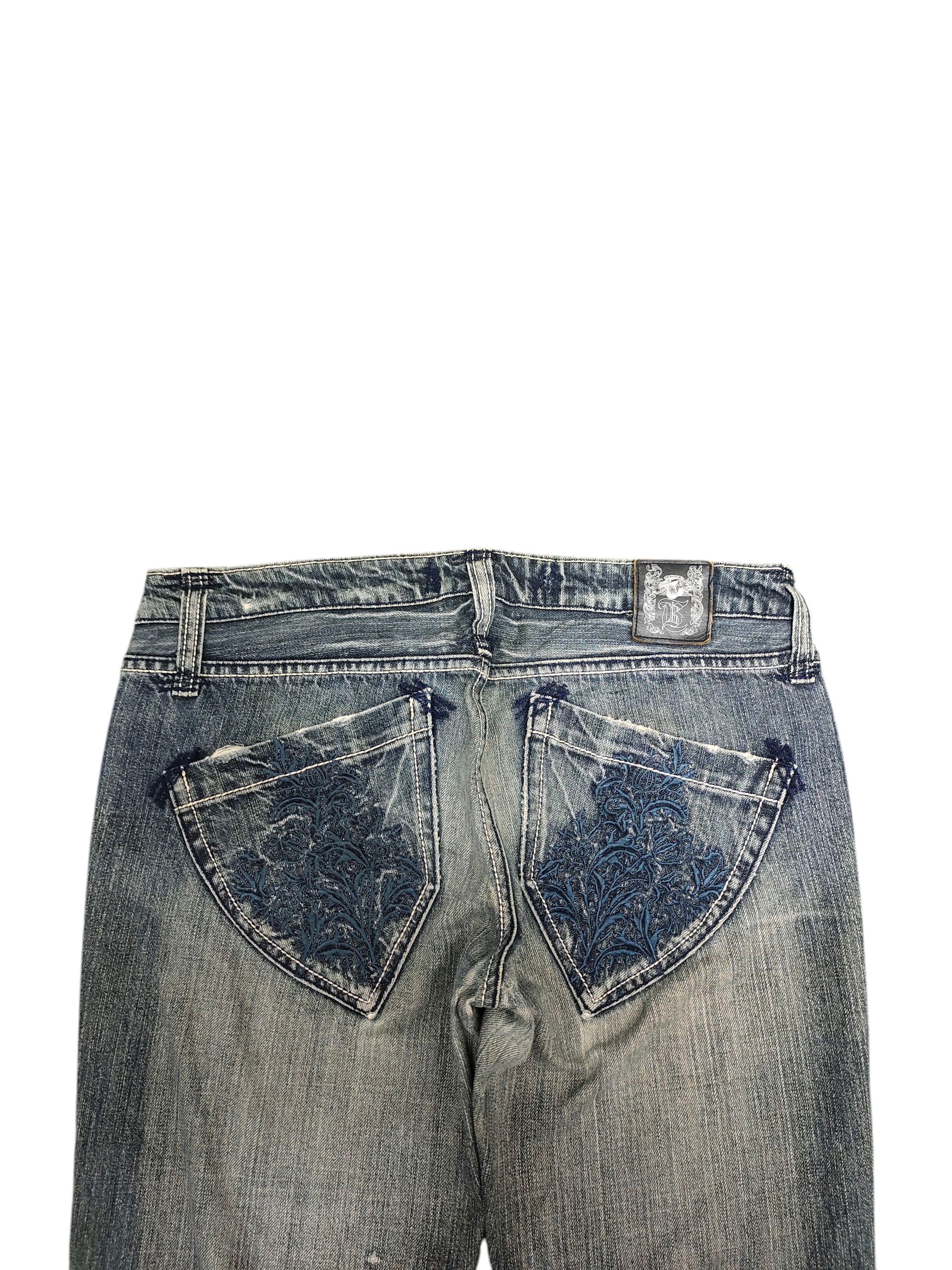 Le Grande Bleu (L.G.B.) Flare Jeans True Brit Embroidered Denim Bootcut Low Rise Size US 30 / EU 46 - 3 Thumbnail