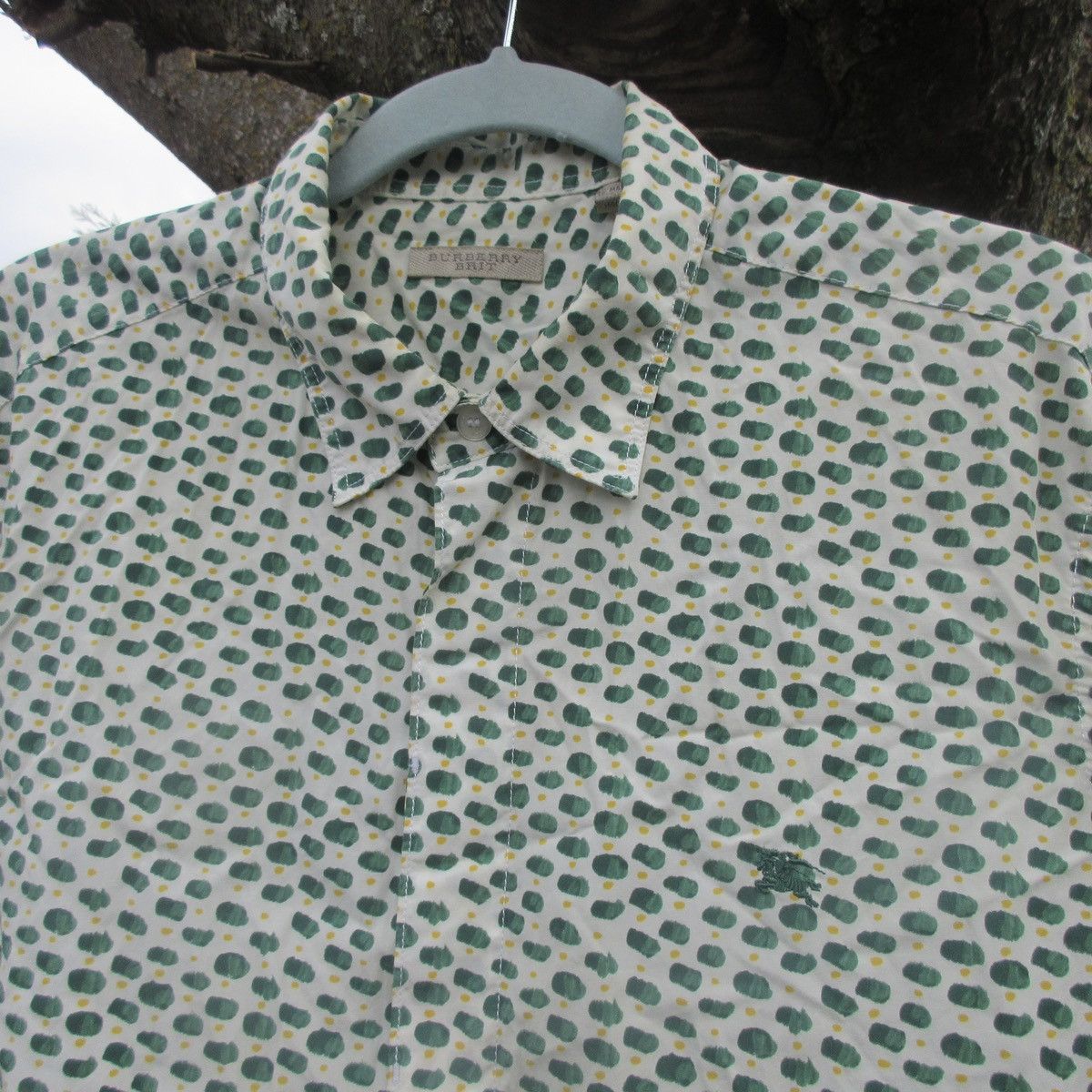 Burberry Vintage Burberry Brit Patterned Silk Button Up Shirt Green Size US L / EU 52-54 / 3 - 2 Thumbnail