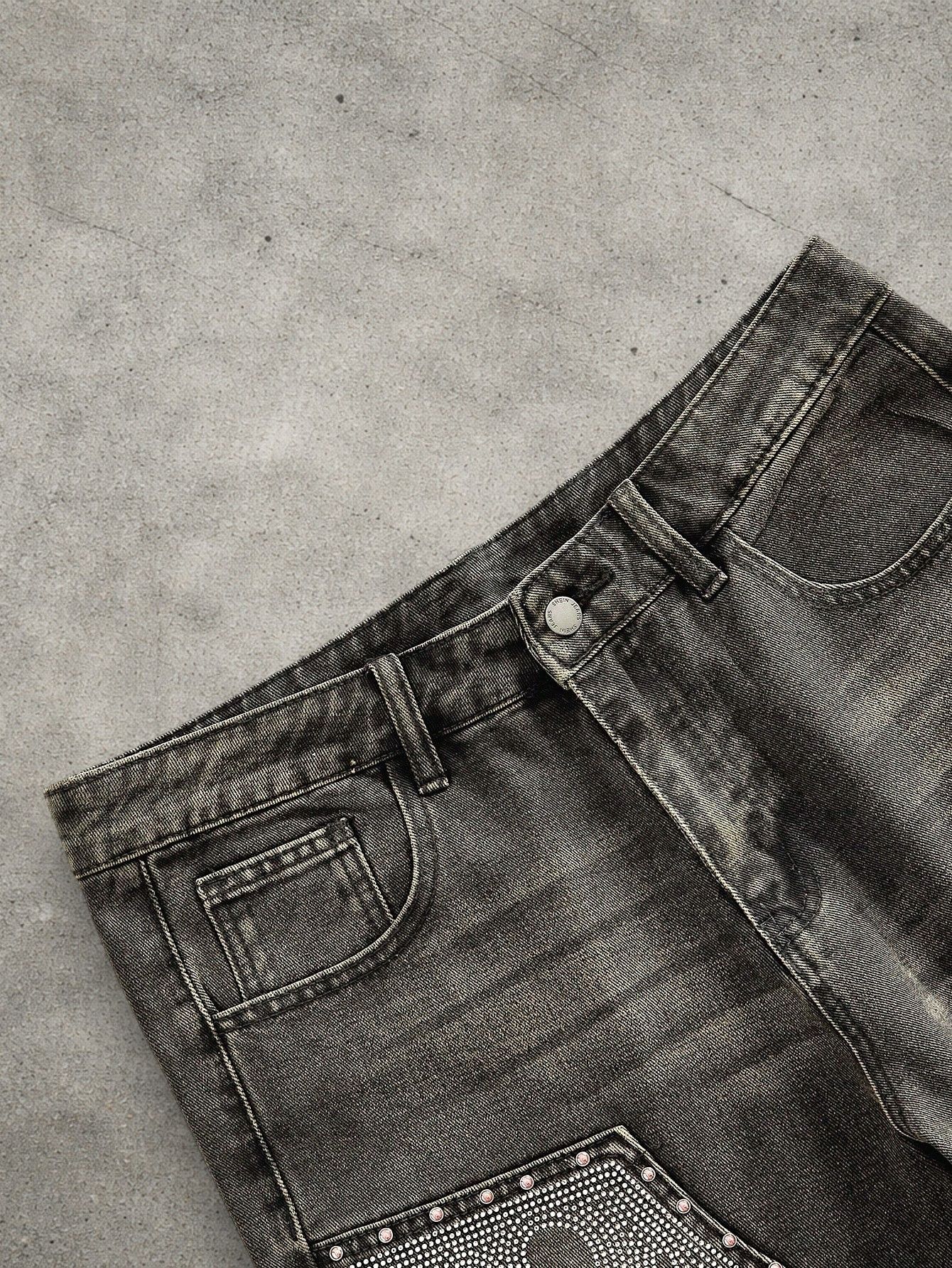 Japanese Brand Washed rhinestone denim shorts Size US 32 / EU 48 - 4 Thumbnail