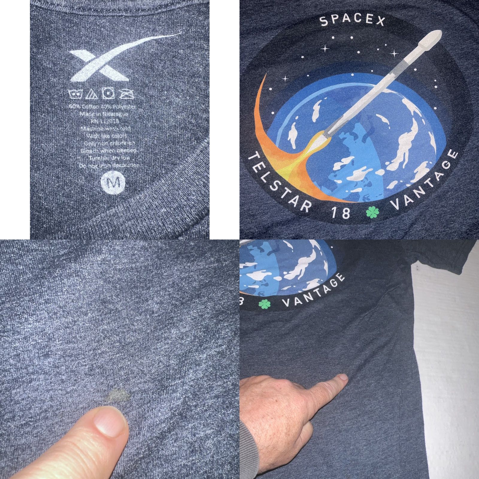 Vintage VINTAGE SpaceX Telstar 18 Clover Vantage Shirt Adult Medium Gray Rockets Space Shirt SpaceX Tee 90s USA Space Shirt Mens Wenfis Size US M / EU 48-50 / 2 - 8 Thumbnail