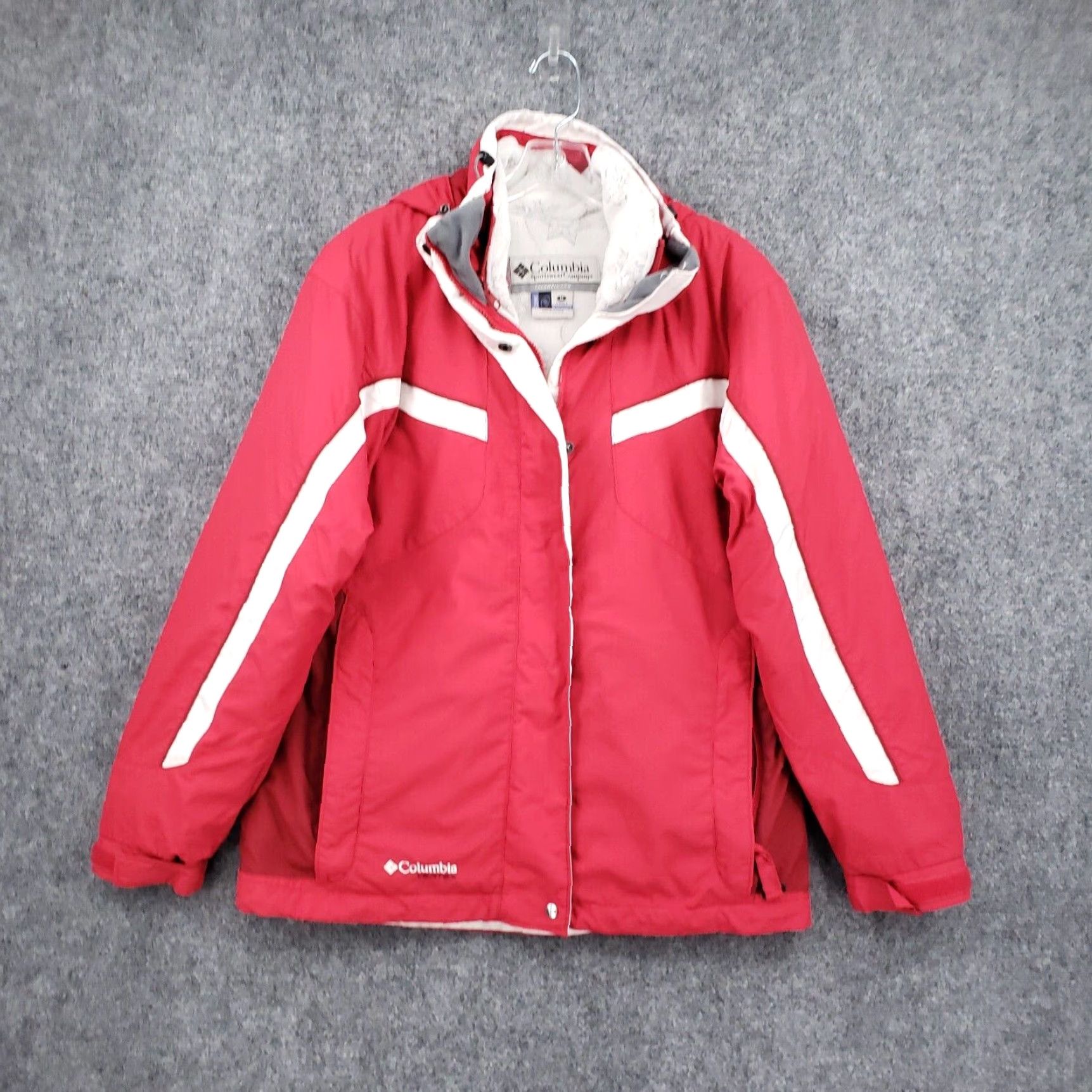 Vintage Womens Red Medium Full Zip Hooded Vertex Core Interchange Ski Columbia Jacket For Winter Outdoor Activities Grailed