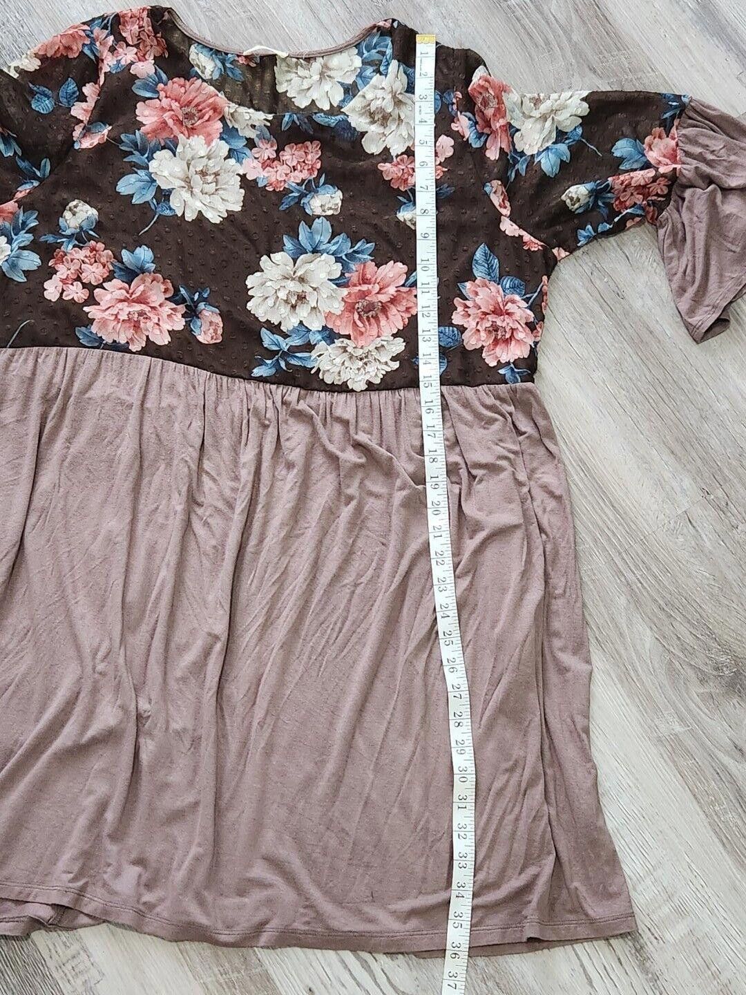 Designer Oddy Dress XL Brown Floral Bell Sleeve Semi Sheer Fall Size XL / US 12-14 / IT 48-50 - 6 Thumbnail