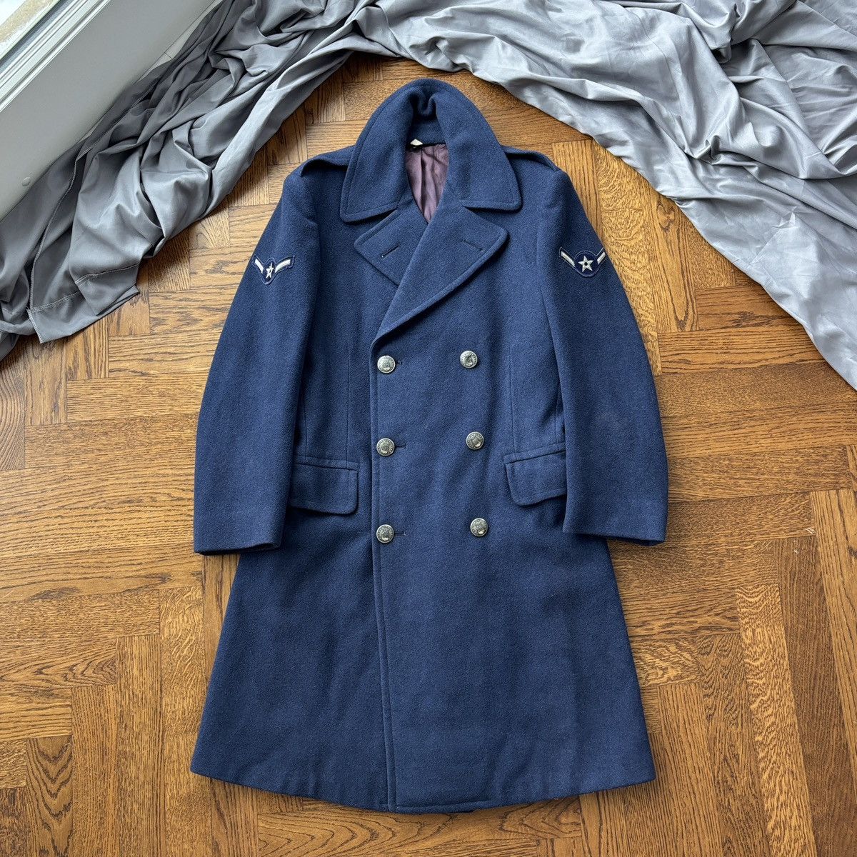 Vintage 1960s USAF Overcoat Vintage Wool Jacket Pembroke Trench 60s Size US S / EU 44-46 / 1 - 19 Thumbnail