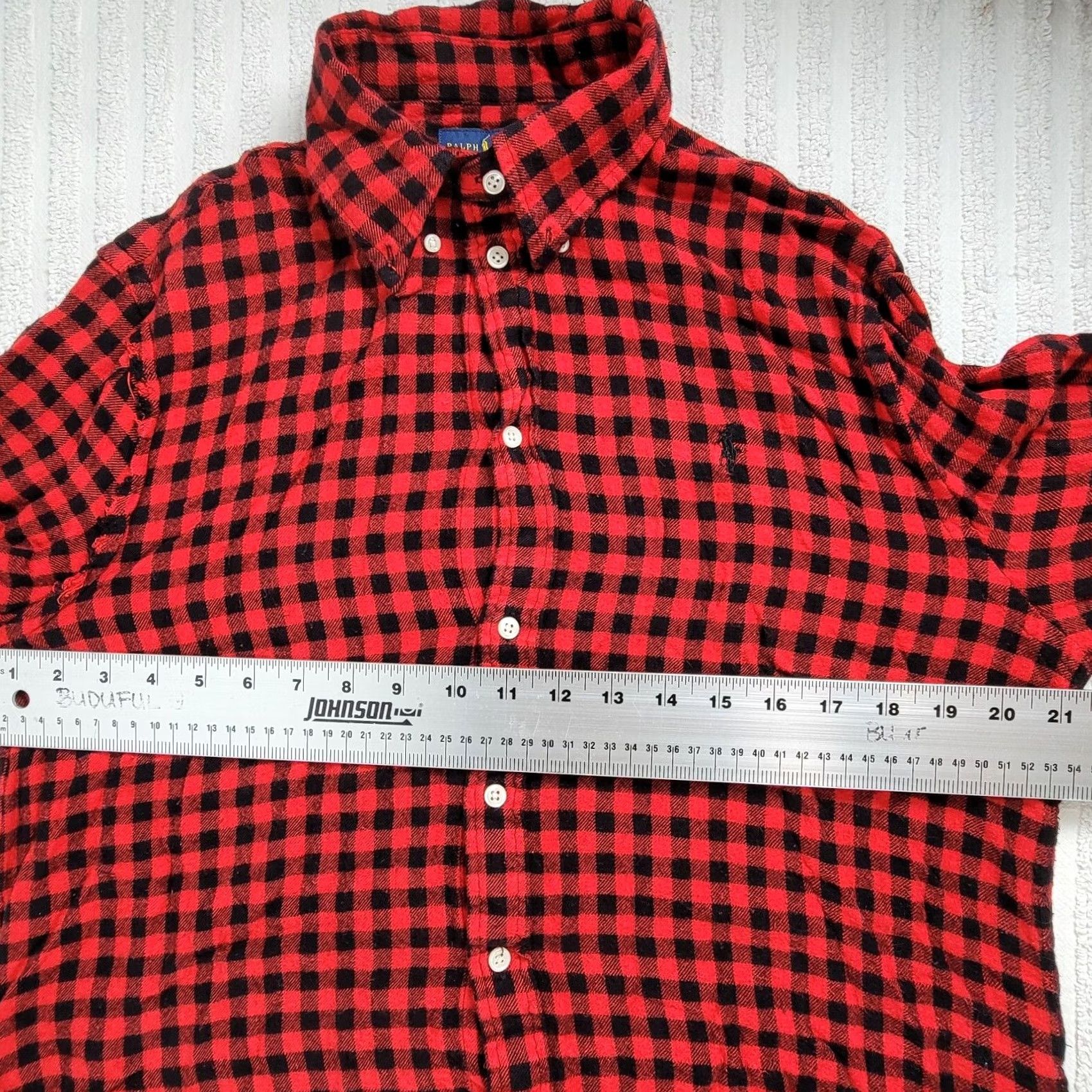 Ralph Lauren Ralph Lauren Shirt Mens XL Red/Black Buffalo Check Flannel Western Casual Pony Button-Down Long Sleeve Shirt Size US XL / EU 56 / 4 - 7 Thumbnail
