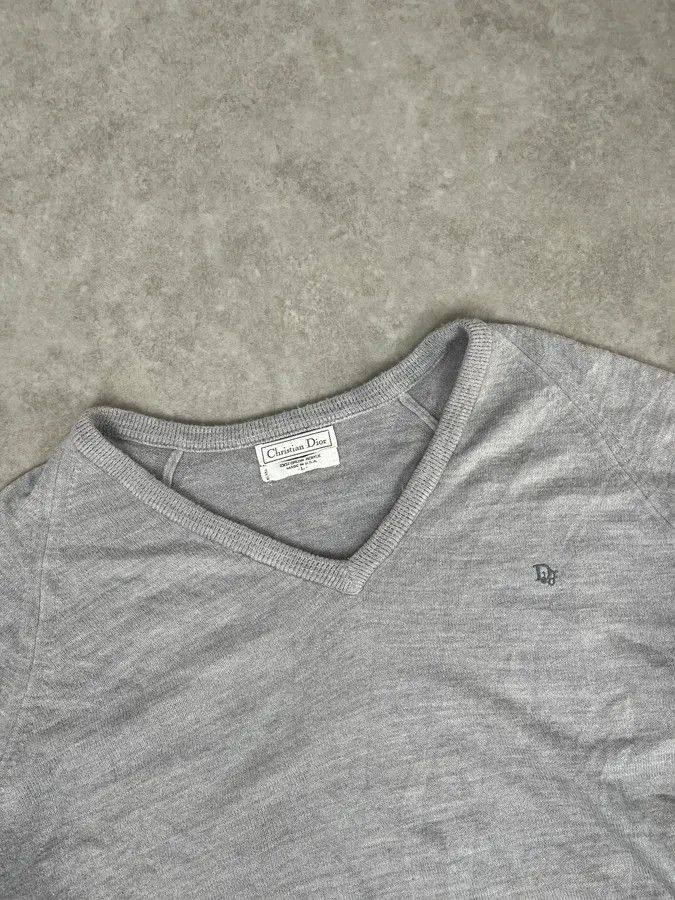 Dior 1990s Christian Dior Grey V-Neck Sweater Size US M / EU 48-50 / 2 - 5 Thumbnail