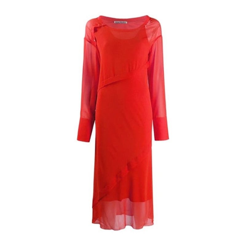 Acne Studios Acne Studios Bias-cut Georgette Long-Sleeve Dress - Size S Size S / US 4 / IT 40 - 6 Thumbnail