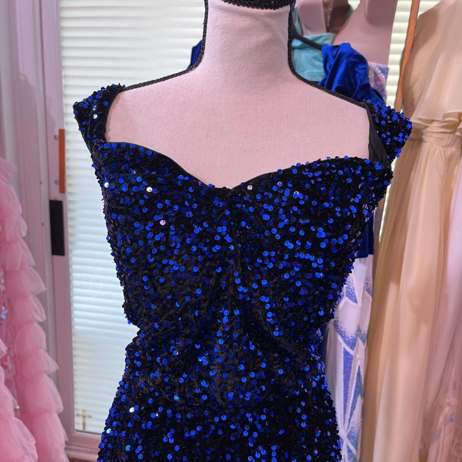 Other Elegant Blue and Gold Sequin Dress Size XL / US 12-14 / IT 48-50 - 3 Thumbnail
