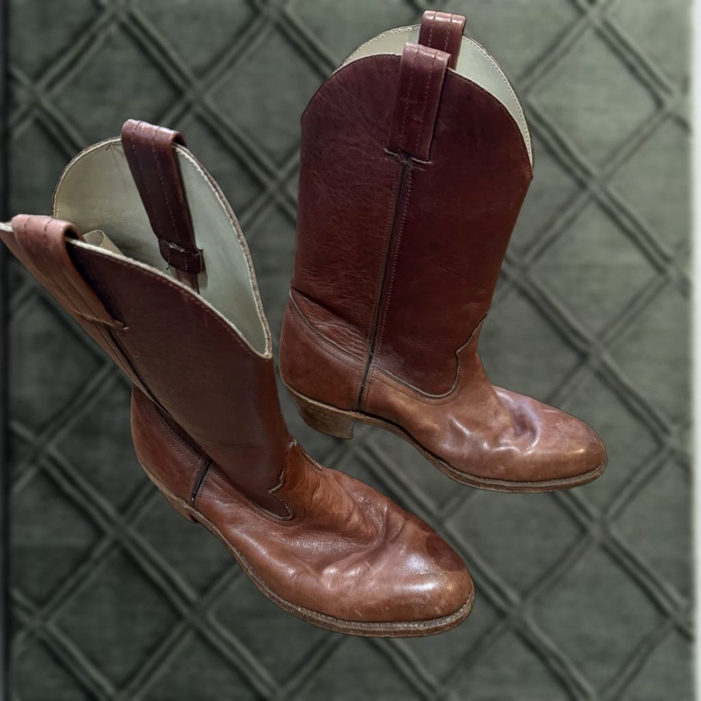 Vintage VINTAGE Dexter Campus Western Boots Mens 12 M USA MADE Brown Leather Cowboy Boots Distressed? No, Excellent Condition Size US 12 / EU 45 - 1 Thumbnail