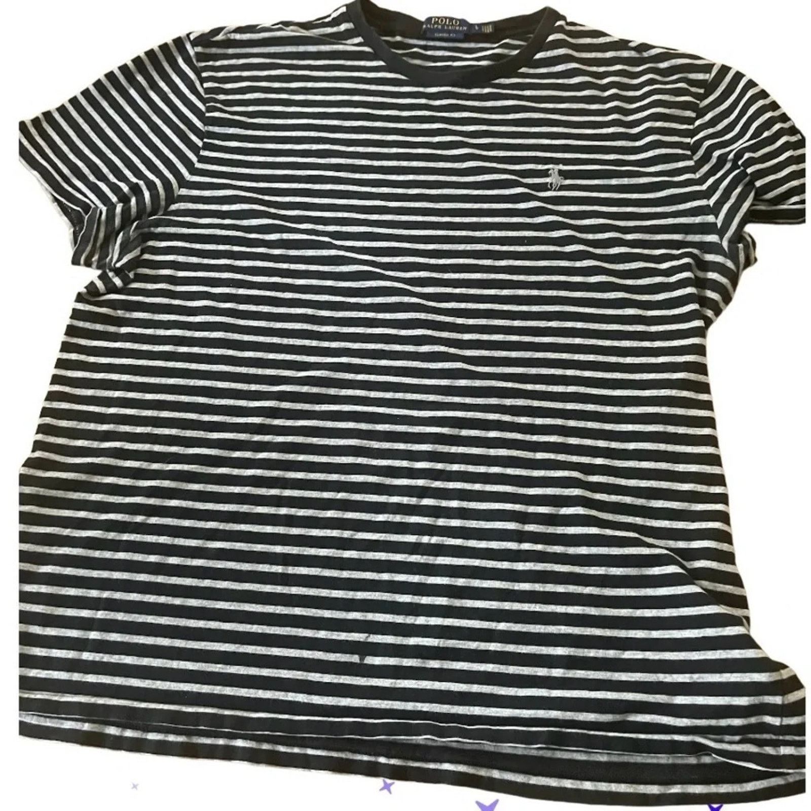 Polo Ralph Lauren Polo Ralph Lauren black/grey striped blue label tee, Large Size US L / EU 52-54 / 3 - 1 Thumbnail