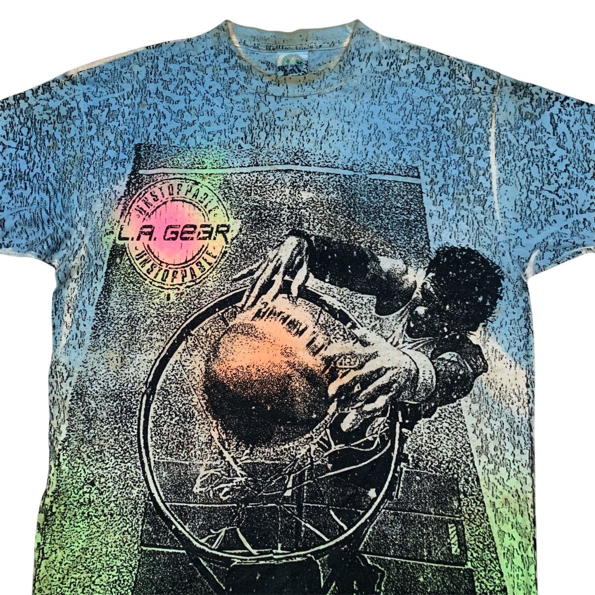 La Gear × Vintage Vtg LA Gear Hakeem Olajuwon All Over Print Shirt Size US L / EU 52-54 / 3 - 2 Thumbnail