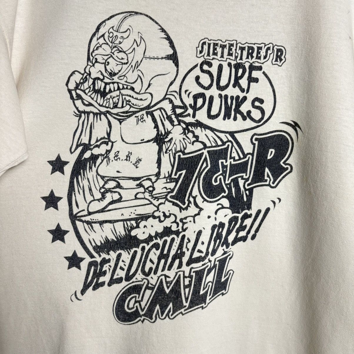 Vintage VTG 90s Surf Punk 73 R Seven Three-R CMLL Lucha Libre Tee Size US M / EU 48-50 / 2 - 4 Thumbnail