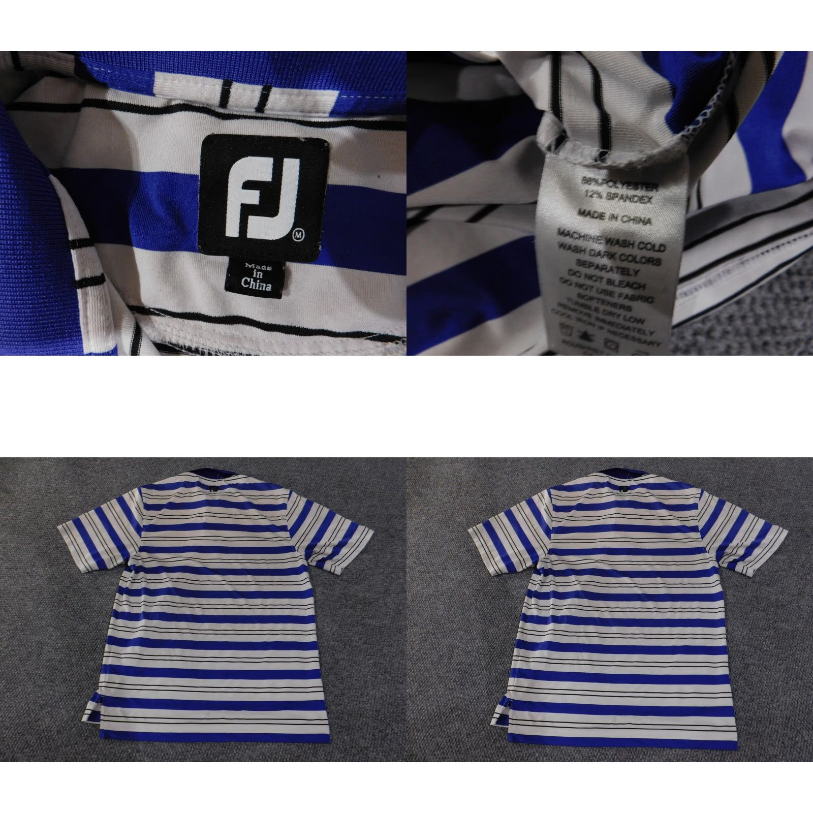 Footjoy FootJoy Polo Shirt Mens M Blue White Black Striped Golf Performance Stretch Shirt Size US M / EU 48-50 / 2 - 8 Thumbnail