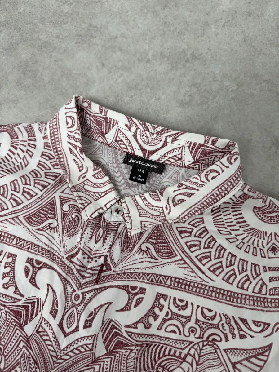 Just Cavalli 2010s Cavalli White & Red Abstract Presley Shirt Size US L / EU 52-54 / 3 - 9 Thumbnail