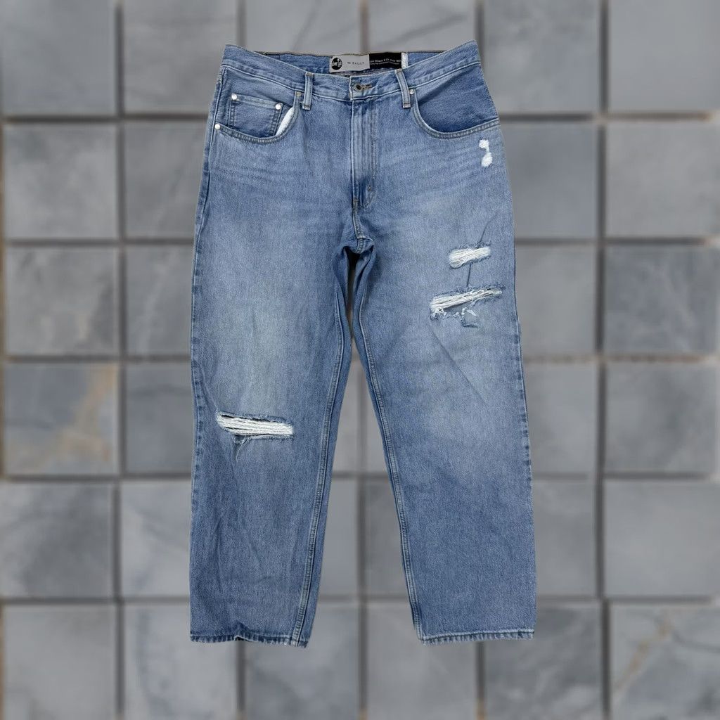 Levi's Levis SilverTab 94 Baggy Jeans Mens 34x32 Blue Light Wash Distressed Denim Size US 34 / EU 50 - 1 Thumbnail