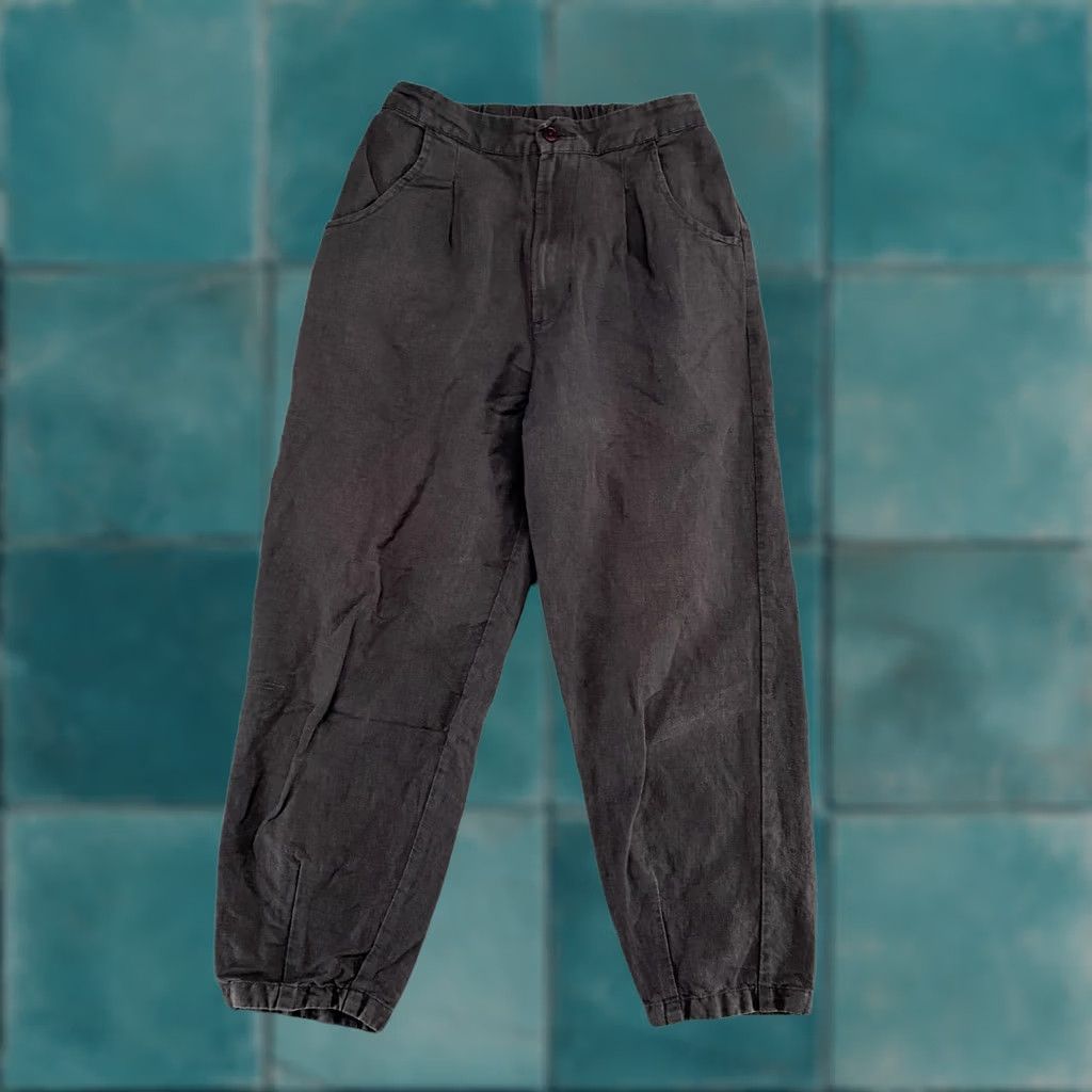Vintage Micaela Greg Barrel Pants Womens XS Gray Linen Cotton Pleated Cuffed Ankle Size 26" / US 2 / IT 38 - 1 Thumbnail