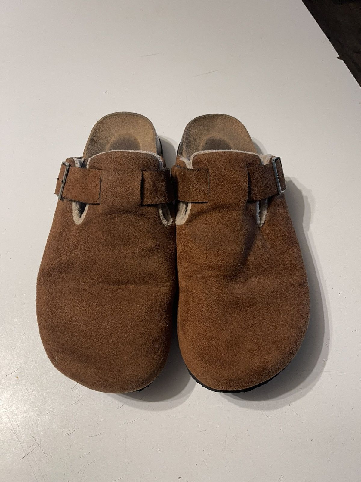 Other Men’s Size 10 Brown Suede Sherpa Lined Slip On Buckled Mules Size US 10 / EU 43 - 2 Thumbnail