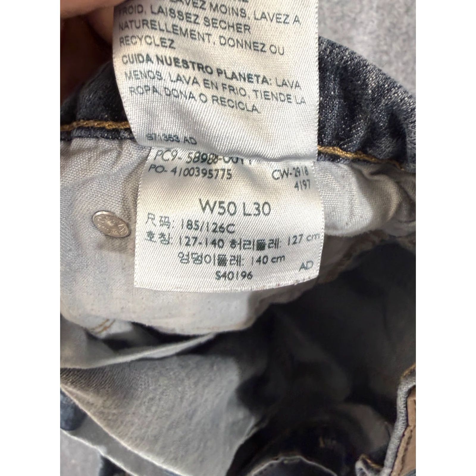 Levi's Levi's Signature S51 Jeans Mens 50x30 Blue Denim Straight Leg Stretch Dark Wash Jeans Mens Color Blue 5-Pocket City Career Outdoor Size US 34 / EU 50 - 7 Thumbnail