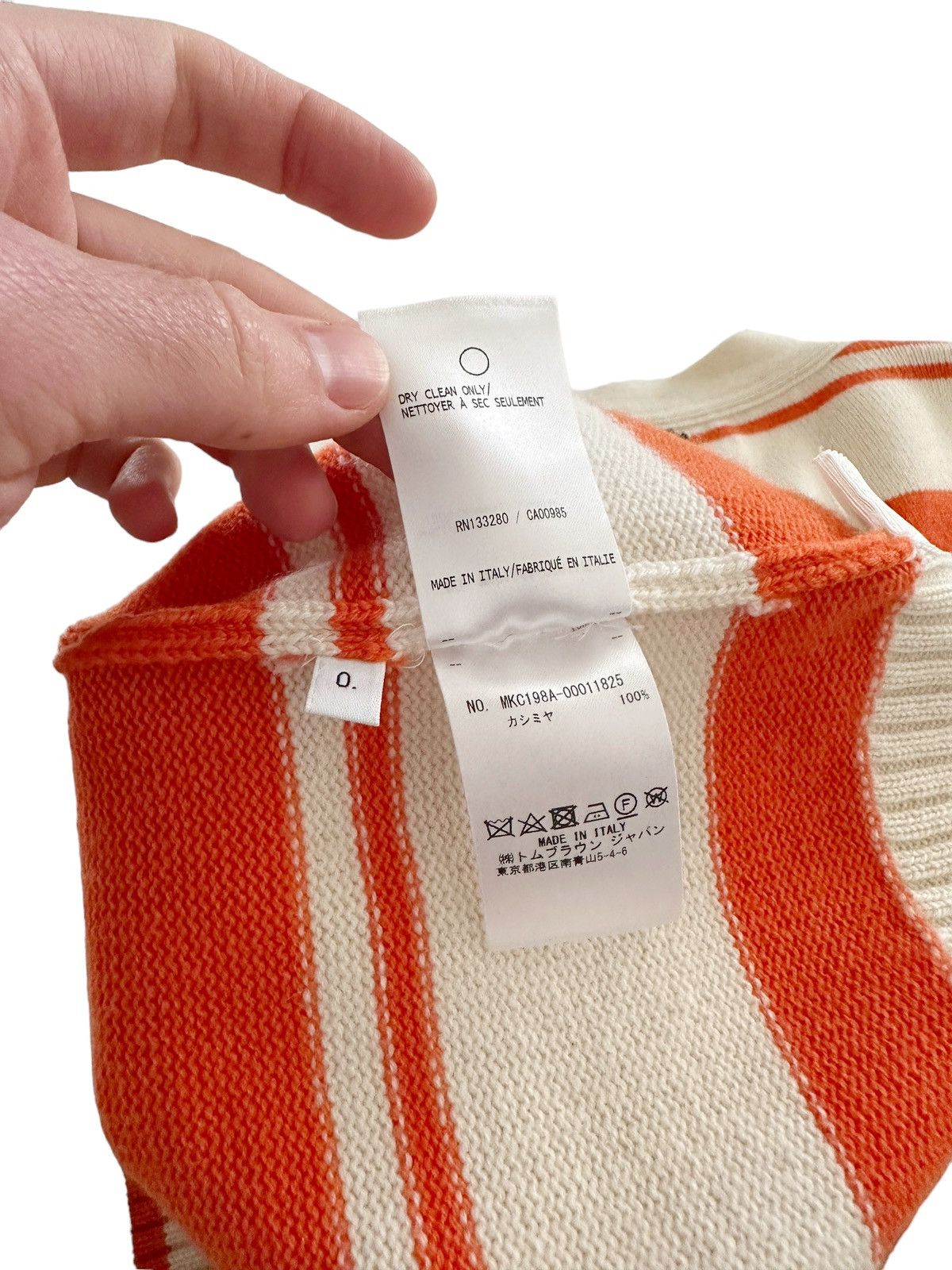 Thom Browne Sz. 0 Oversized Cashmere Orange Striped Cardigan Size US XL / EU 56 / 4 - 8 Thumbnail