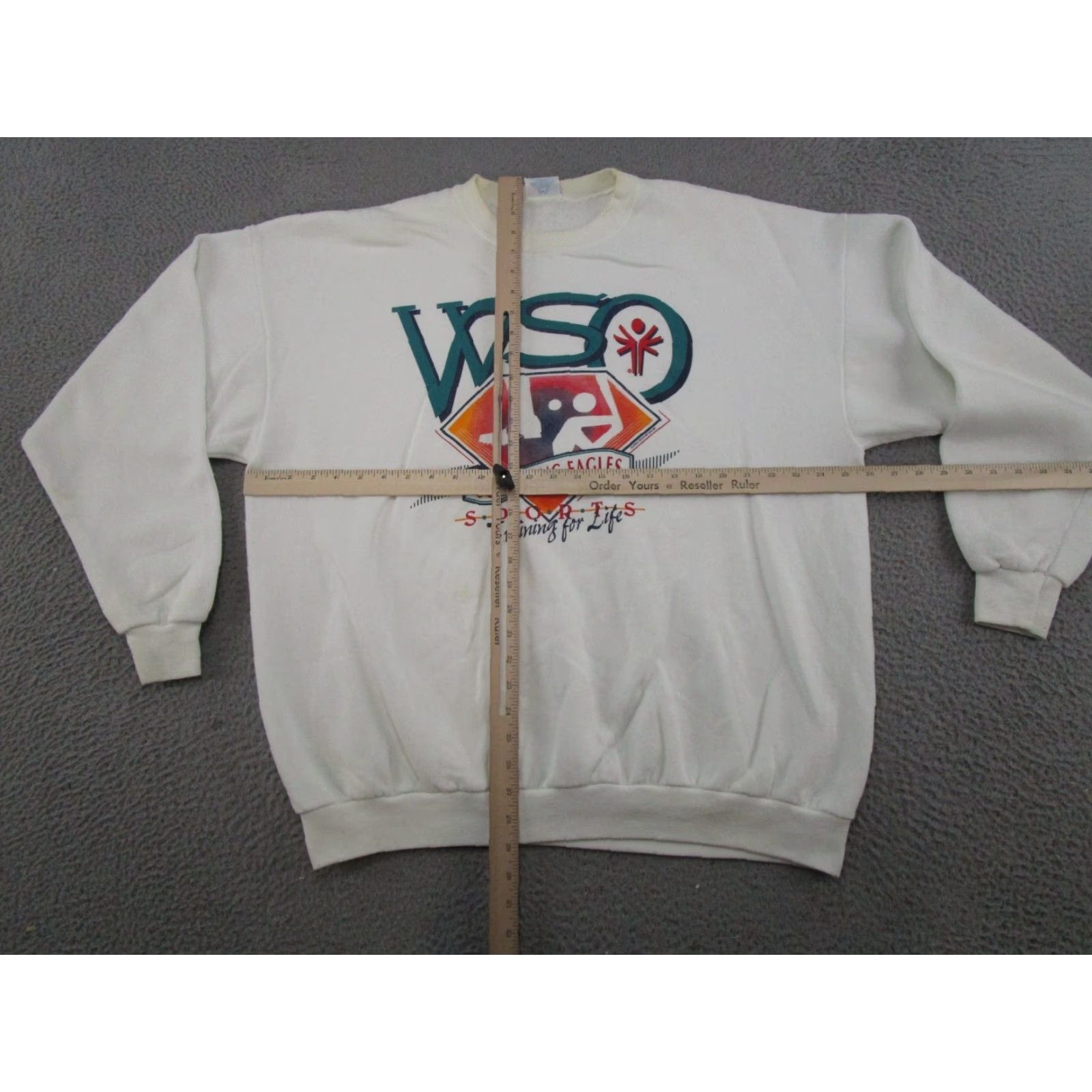 Vintage VTG Wisconsin Special Olympics Pullover Crewneck Sweatshirt 2XL White Cotton Fleece Santee Mens Sweatshirt 90s Sports Hooded Vintage Read Size US XXL / EU 58 / 5 - 6 Thumbnail