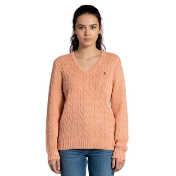 Ralph Lauren Ralph Lauren Cableknit Pullover V-Neck Sweater in Orange - M Size M / US 6-8 / IT 42-44 - 1 Thumbnail
