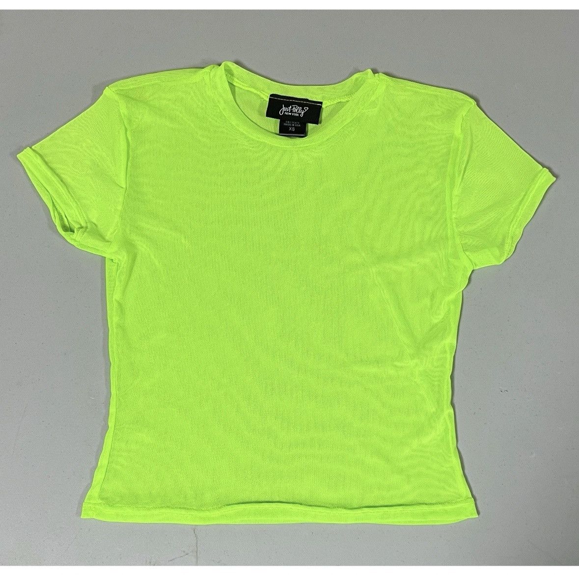 PRINCESS POLLY Just Polly Lime Green Neon Mesh Tee T-Shirt Crop Top XS 💚 Size XS / US 0-2 / IT 36-38 - 3 Thumbnail