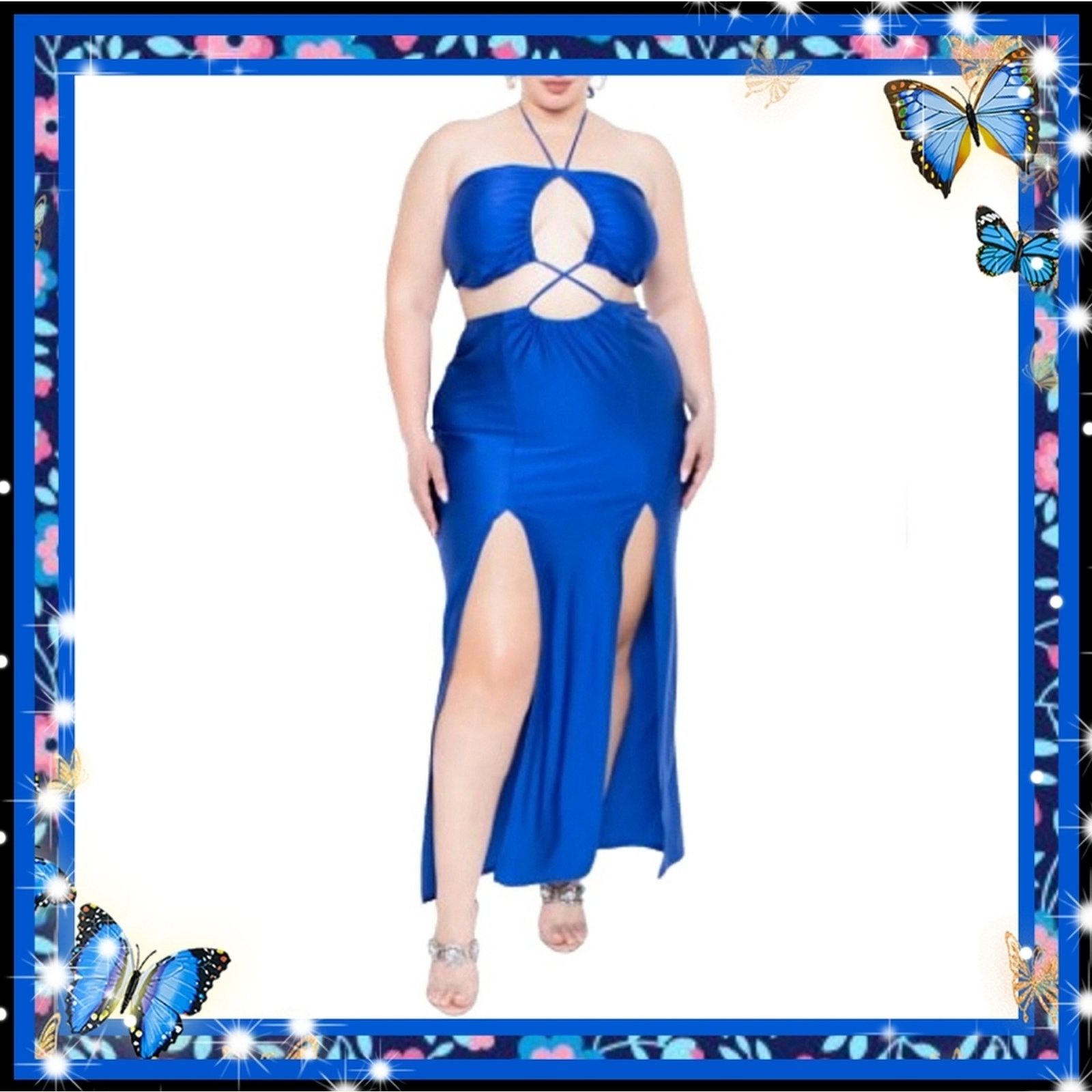 Other LAYANA ☆ ROYAL BLUE ☆ OPEN MIDRIFF DRESS ☆ 4x ☆ NWT Size 4XL / US 24-26 - 1 Thumbnail