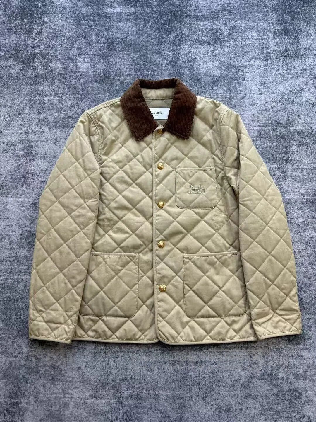 Celine celine beige quilted cotton jacket with collar. Size S / US 4 / IT 40 - 1 Thumbnail