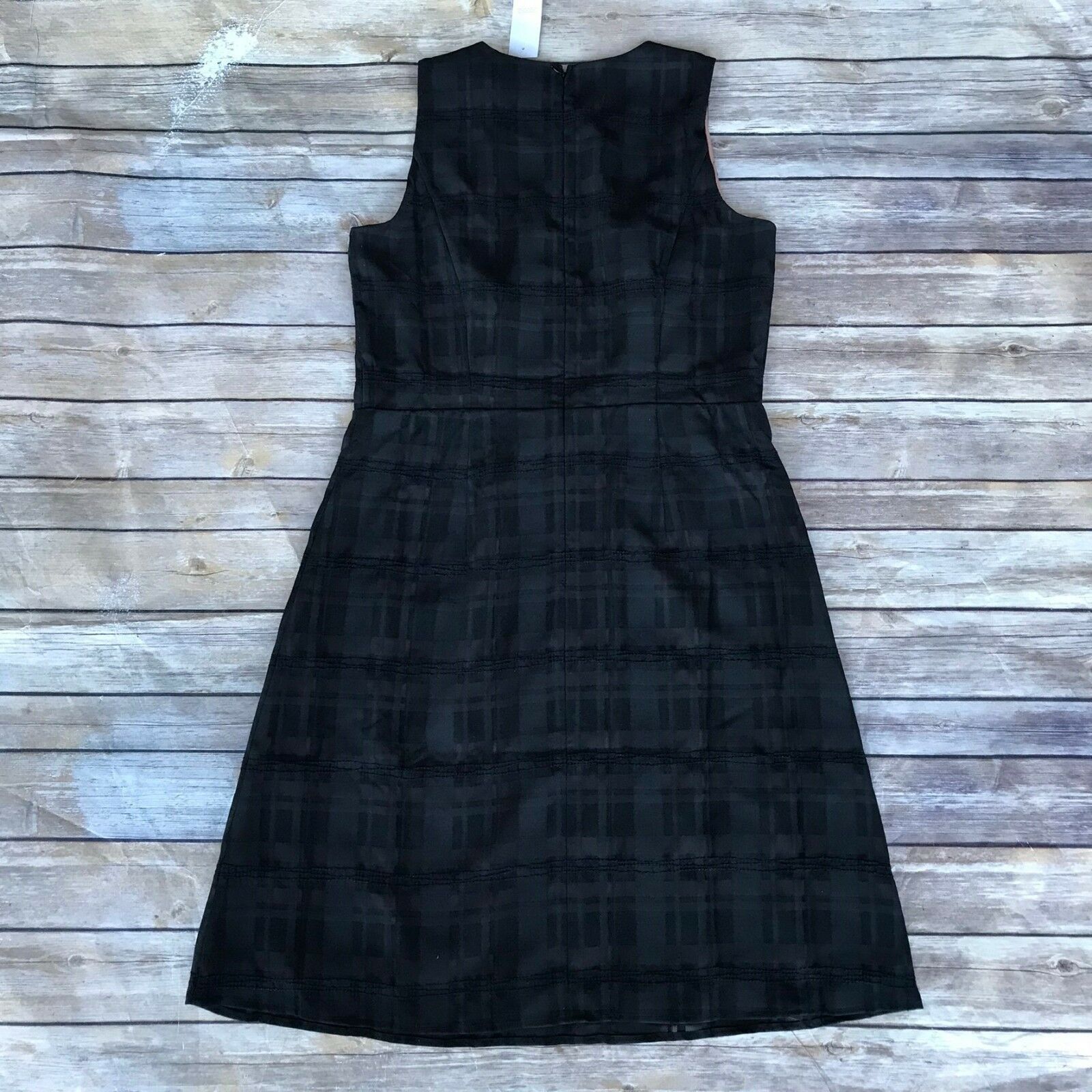 Ann Taylor LOFT Sheer Plaid Skirt Dress Black Lined NEW 4
