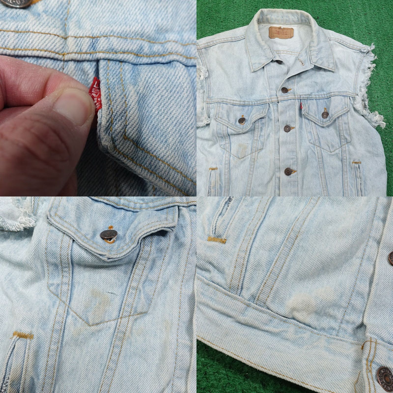 Levi's VINTAGE LEVI'S MOTLEY CRUE DENIM VEST WOMENS 14 BLUE 21X22.5 INCHES Size 36" / US 14 / IT 50 - 8 Thumbnail