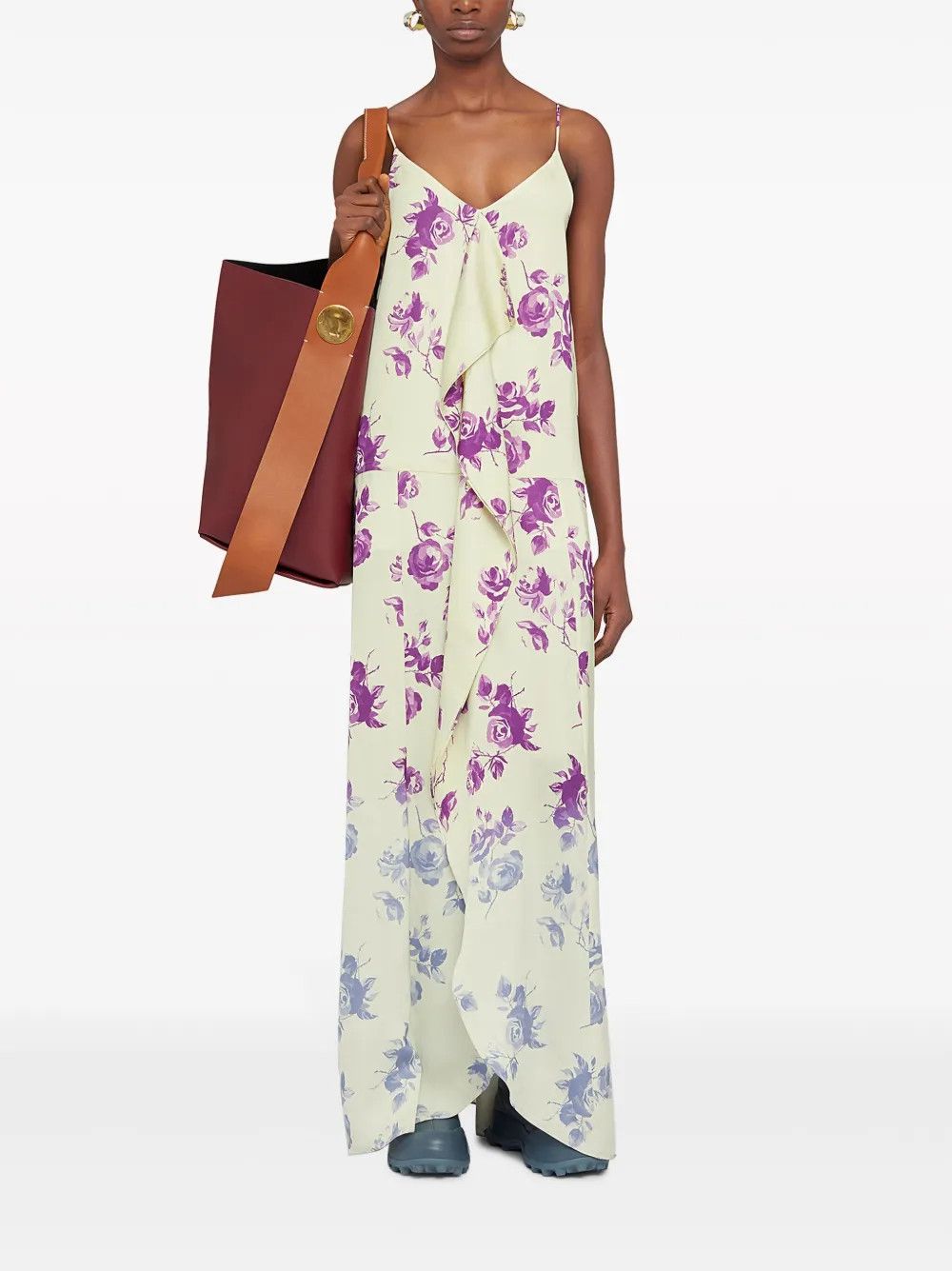 Jil Sander o1w1db10825 Floral-Print Maxi Dress in Multicolor Size XL / US 12-14 / IT 48-50 - 2 Thumbnail