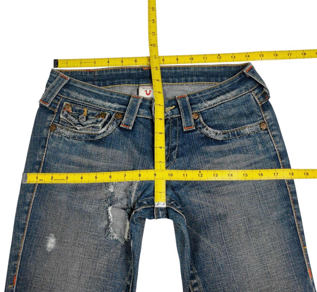 True Religion True Religion Joey Flare Jeans Distressed Rips Size 28" / US 6 / IT 42 - 10 Thumbnail