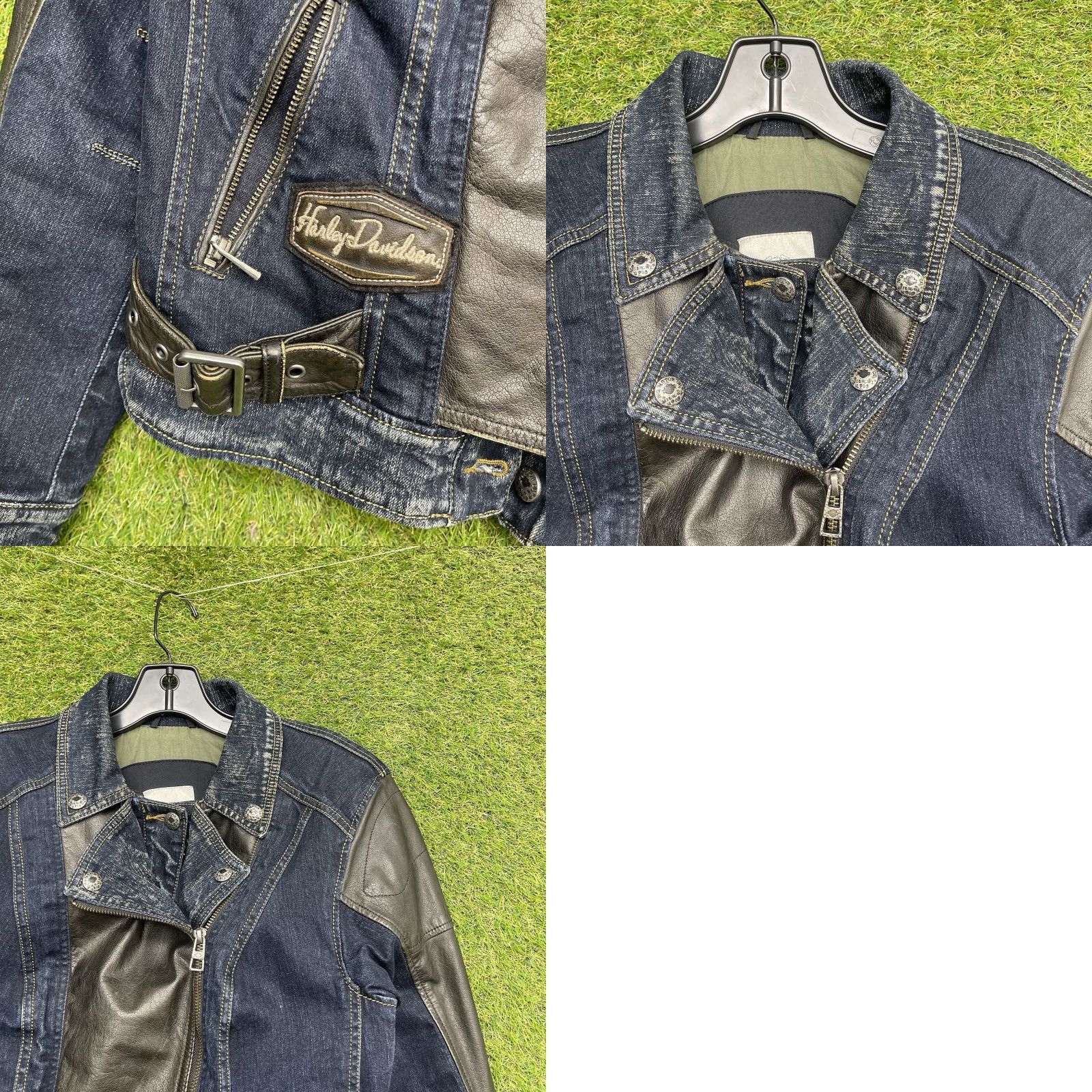 Harley Davidson VINTAGE Harley-Davidson Leather Jacket Womens S Blue Buckle Denim Riding 97203-17VW Easy Rider Womens Jacket - Size S / US 4 / IT 40 - 10 Thumbnail