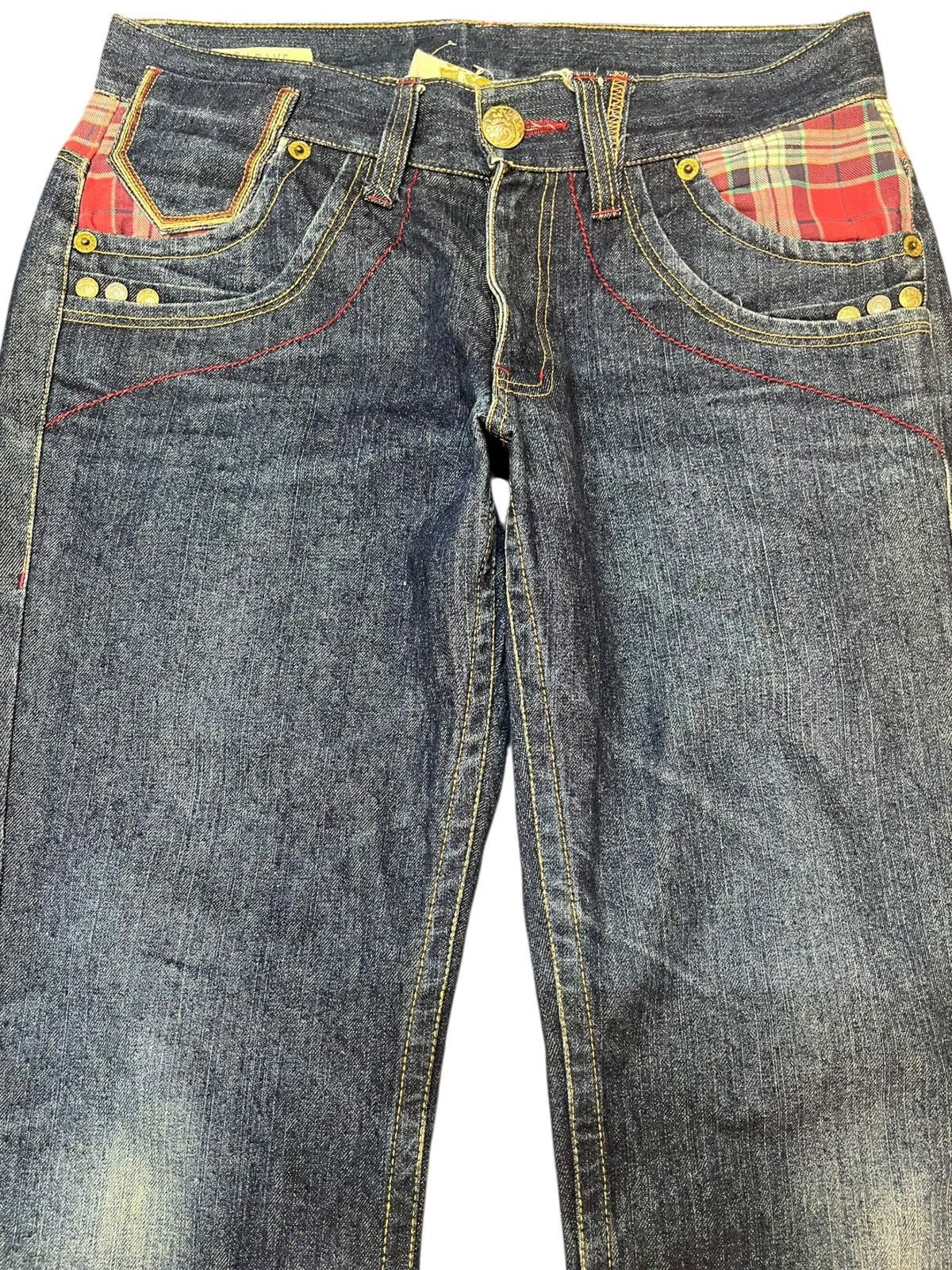 Japanese Brand Vintage Oilcake Unique Design Back Pocket Denim Size US 33 - 2 Thumbnail
