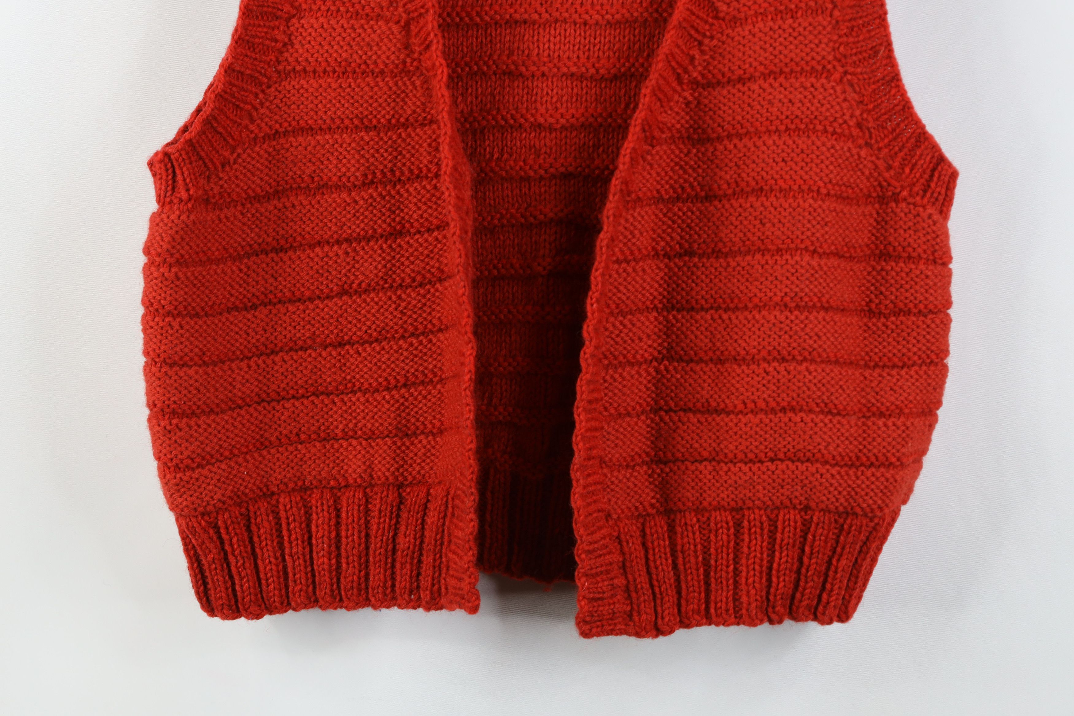 Vintage Vintage 60s Streetwear Crochet Open Front Sweater Vest Red Size S / US 4 / IT 40 - 3 Thumbnail