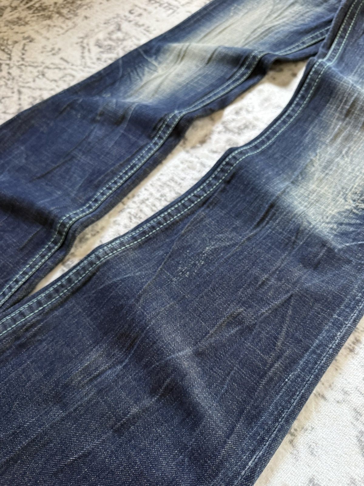 Fad Three × Japanese Brand × Le Grande Bleu (L.G.B.) Yoshitomo Lolita Muddy Wash Wrinkle Texture Flared Jeans Size US 28 / EU 44 - 6 Thumbnail