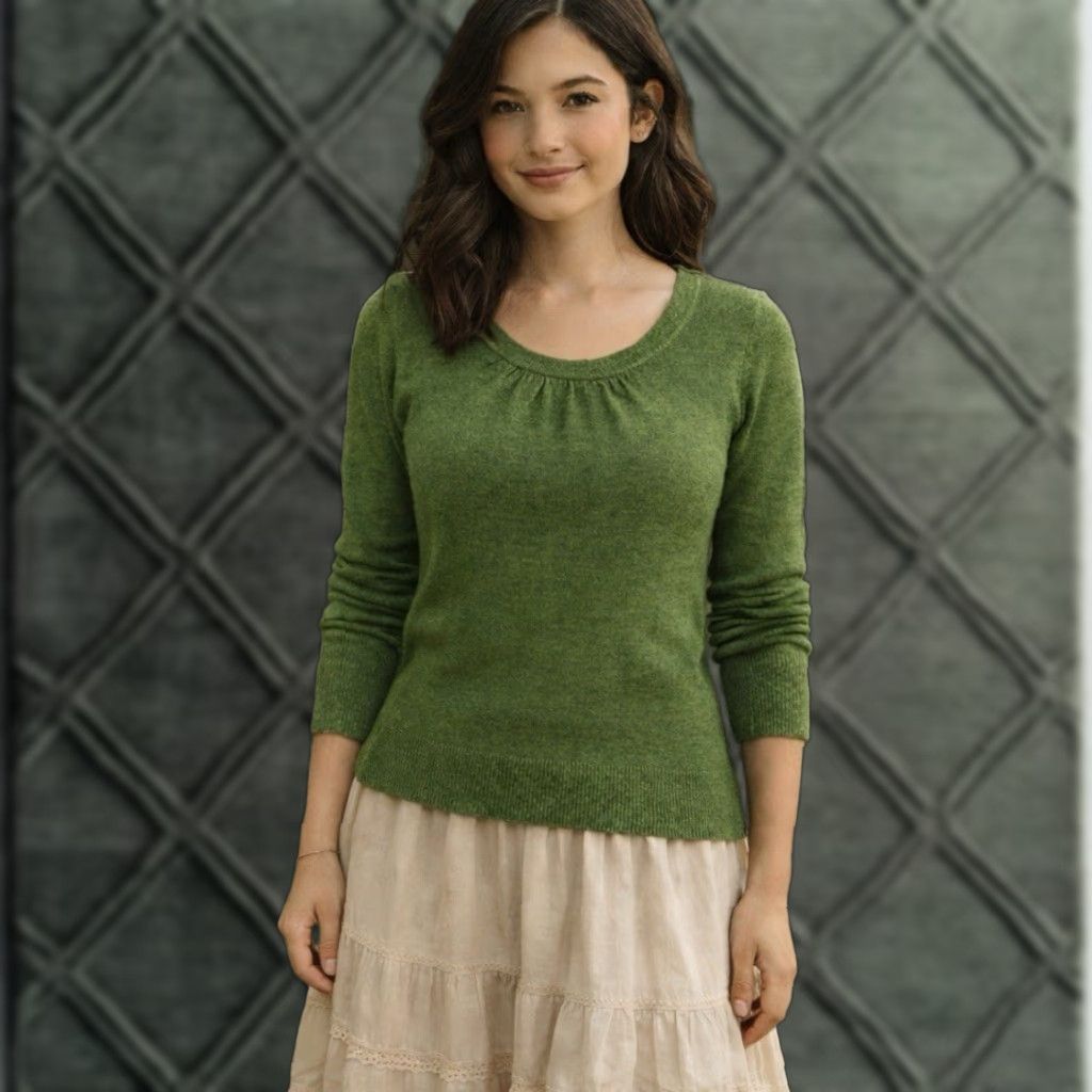 Vintage The Limited Sweater Women's XS Green Scoop Neck Knit Pullover Slim Wool Acrylic Preppy Bohemian Fairy Size XS / US 0-2 / IT 36-38 - 1 Thumbnail
