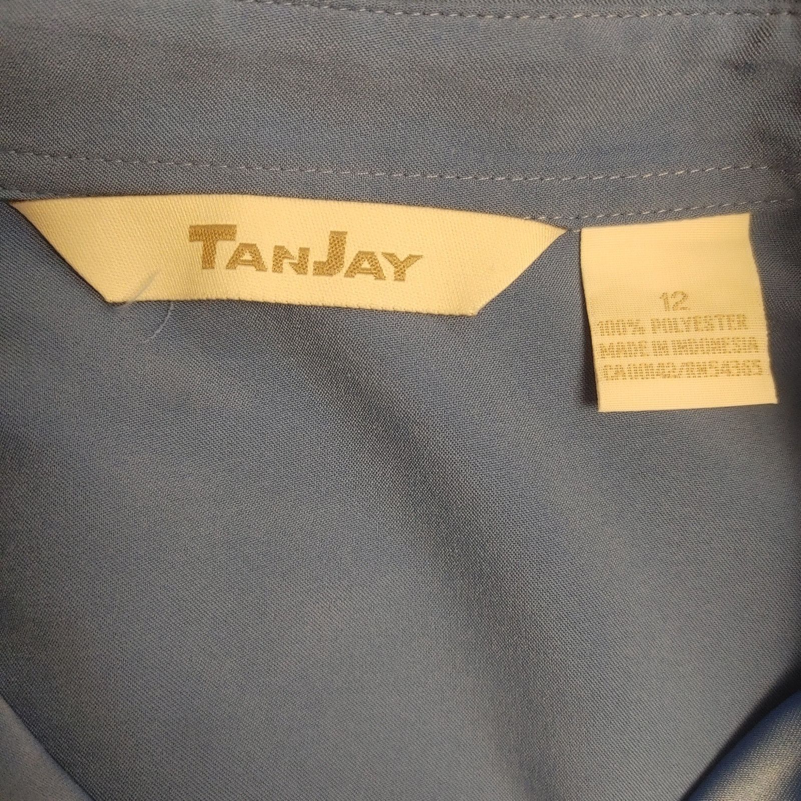 Other TanJay Womens 12 Light Blue Floral Short Sleeve Button Up Size XL / US 12-14 / IT 48-50 - 3 Thumbnail