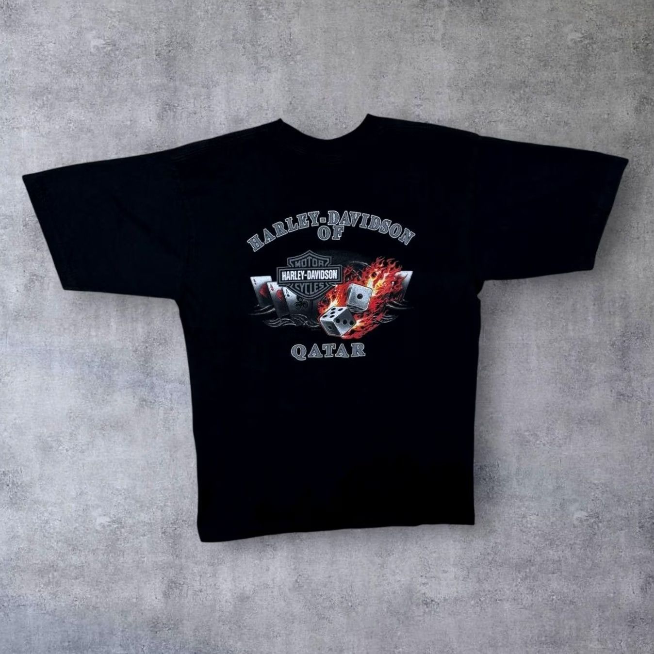Harley Davidson Harley-Davidson Vintage T-Shirt Biker Graphic Print Qatar - Black, Size L, Men, Short Sleeve, Cotton, Logo, 2006, US Made, Regular Fit Size US L / EU 52-54 / 3 - 2 Thumbnail