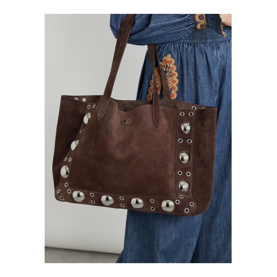 Valentino os11x0726 Size:OS/ Nellcote Embellished Suede Tote Bag Brown Size ONE SIZE - 2 Thumbnail