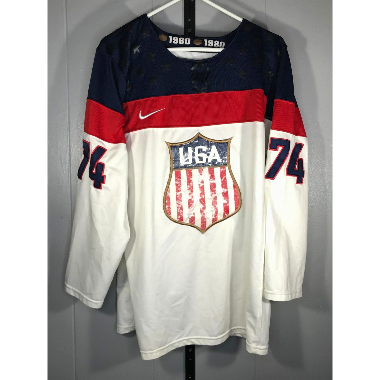 Nike TJ Oshie #74 Nike Team USA Fight Strap Olympic Hockey Blue J Size US M / EU 48-50 / 2 - 2 Thumbnail