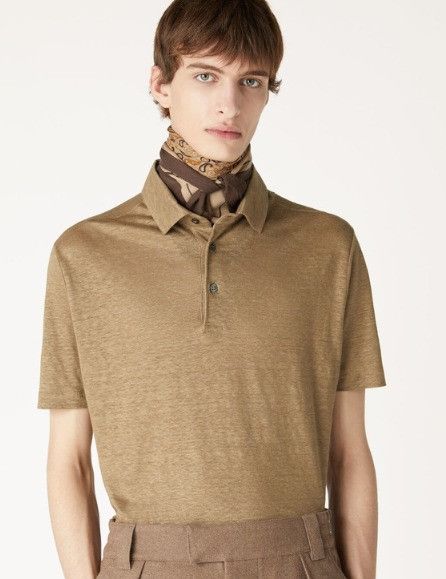 Loro Piana o1w1db10725 FAI1314 Linen Polo Shirt in Brown Size US S / EU 44-46 / 1 - 6 Thumbnail